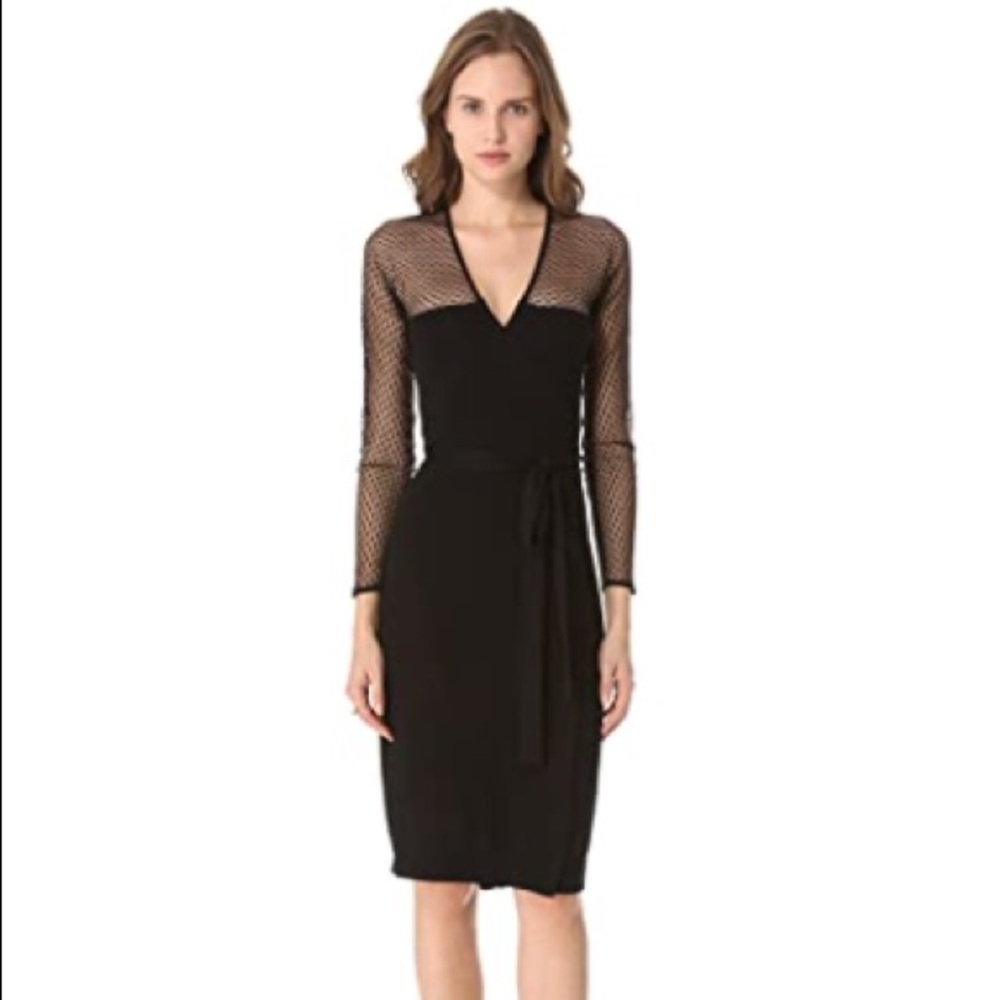 Diane von Furstenberg Women's Zalda Bis Lace Sweater Wrap Dress Small
